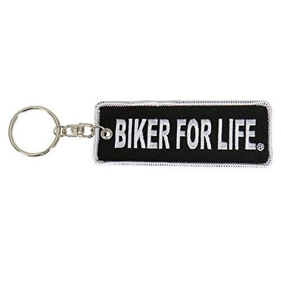 Hot Leathers, BIKER FOR LIFE, Superior High Thread Rayon Quality, Embroidered Patch KEYCHAIN - 4" x 2"