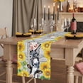 thumbnail image 3 of Farmhouse Cotton Linen Table Runner for Dining Kitchen, Watercolor Sunflowers Animals Printed Wood Grain Wedding Outdoor Party Tablerunners, Dresser Scarf Coffee Tablecloth Runners 13x108 Inches, 3 of 9