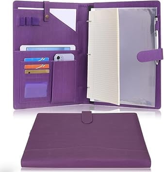 Binder Portfolio Organizer With File Folders - Gray Professional Case With Clipboard