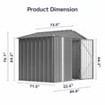thumbnail image 3 of Asofer 8×6 FT Galvanized Metal Storage Shed, Lockable Double Door, Weatherproof Outdoor Garden Shed, Dark Grey, 3 of 8