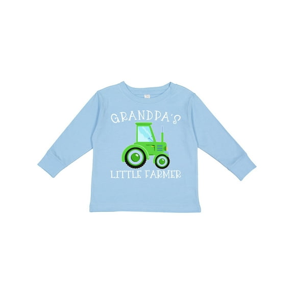Inktastic Grandpa's Little Farmer Green Tractor Boys or Girls Long Sleeve Toddler T-Shirt