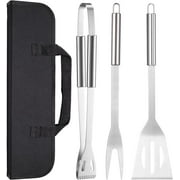 Stainless Steel BBQ Tool Set for Gas Grill, Fork Spatula and Tong, 3 Pieces a Set