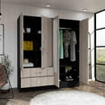 thumbnail image 2 of Bolton 160 Armoire, Six Shelves, Two Double Door Cabinets, Two Mirrors, Two Drawers, Rod Black / Light Gray, 2 of 7