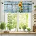 thumbnail image 2 of Sweet Home Valances for Windows, 42 x 18in, Sunflower Vintage Rustic Lake Blue Stripe Wood Board Rod Pocket Kitchen Valance Curtain Light Filtering Window Treatments for Living Room Bedroom, 1 Panel, 2 of 7