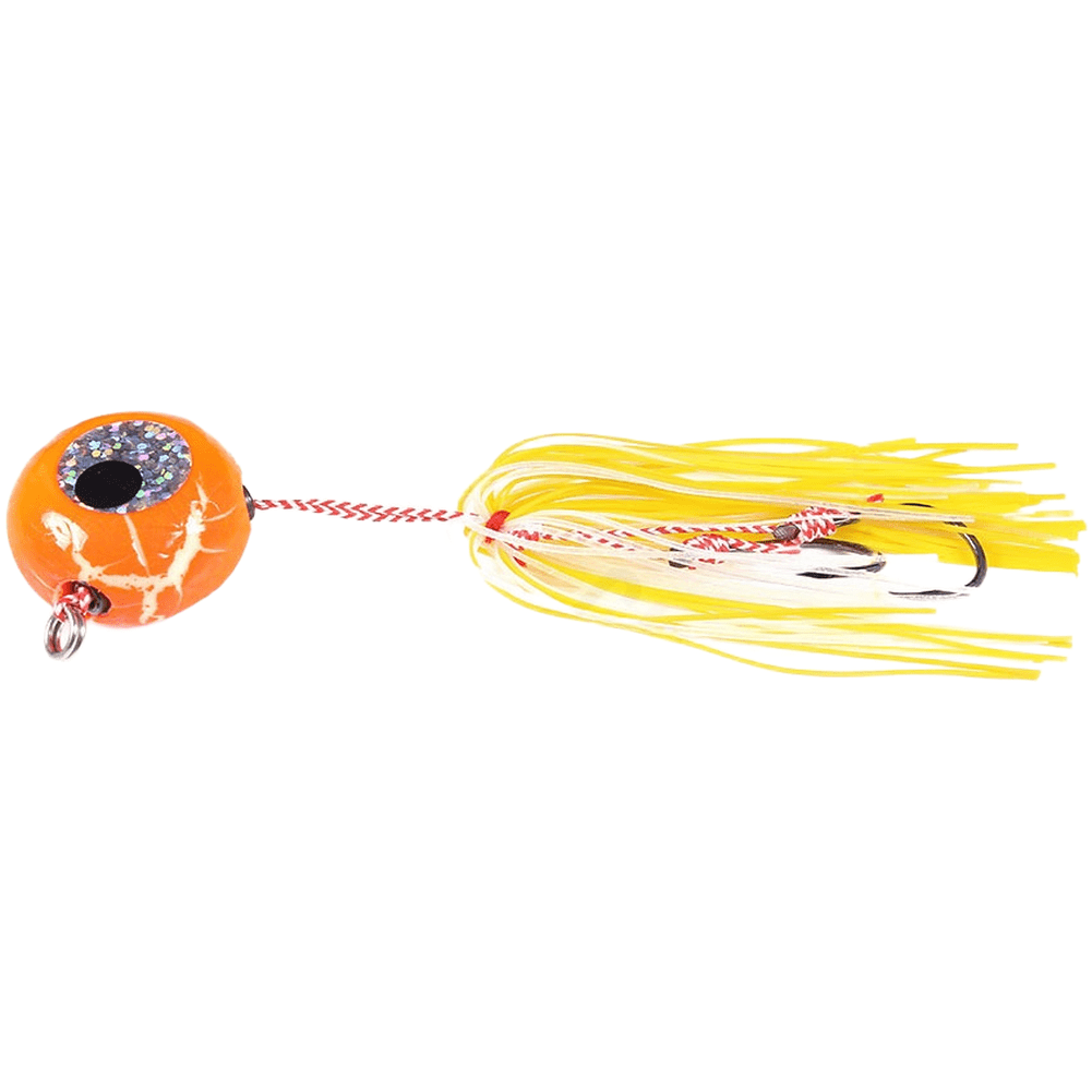 GRIMPEX Glow Round Head Weighted Fishing Lure with Silicone Skirt for Saltwater 20-120G Orange 20G