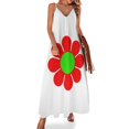 thumbnail image 1 of Vestido sin mangas con estampado de margaritas y flores hippies en rojo y verde, vestidos de fiesta para mujer, vestido largo para mujer, vestidos de fiesta, falda de verano, 1 of 7