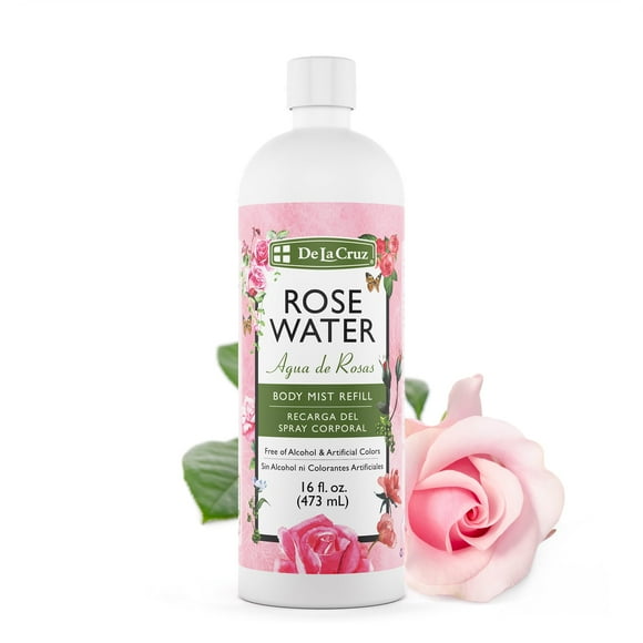 Spray de agua de rosas Body Mist De La Cruz, 473 ml, sin alcohol