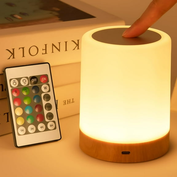 Night Light, LED Touch Bedside Table Lamp, Muti-Colour, USB Rechargeable, Remote Control, Portable Lamp for Baby Bedroom, Living Room