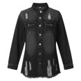 thumbnail image 5 of Miaoju Womens Jean Jacket 2026 Basic Trendy Long Sleeve Denim Jackets Button Down Fitted Western Coat with Pockets, Black L, 5 of 6