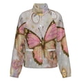 thumbnail image 5 of Jackets for Women Winter Coat Jackets Flannel Stand Collar Jacket(Pink Butterfly Radiates Ethereal Love,Size:S-4XL), 5 of 7