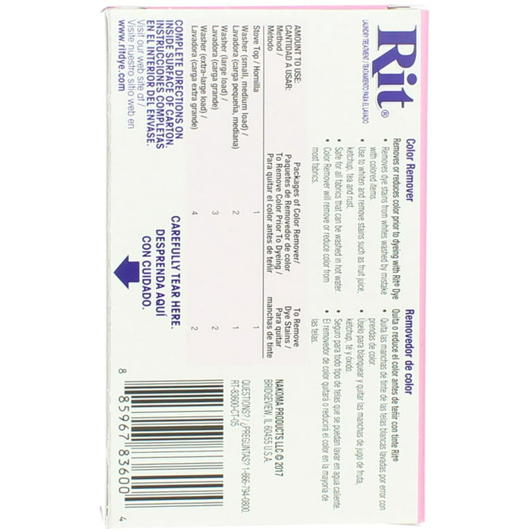 RIT Dyes White Wash colour remover for Yelowing stains on your
