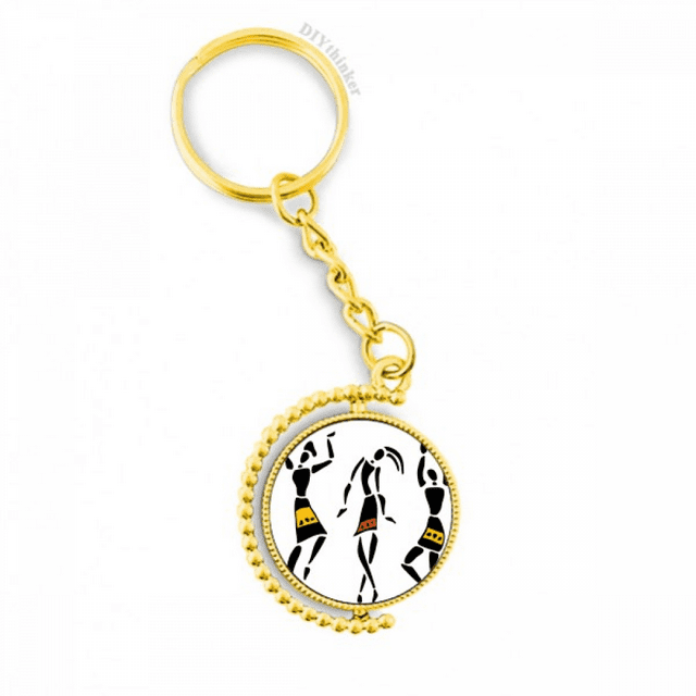 Primitivos aborígenes totems baile negro de África Anillo de oro de metal llavero llavero
