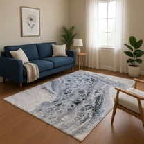Addison Rugs Mayfield Premium Machine Washable Transitional Abstract Blue Rectangle Rug, 5' x 7'6"