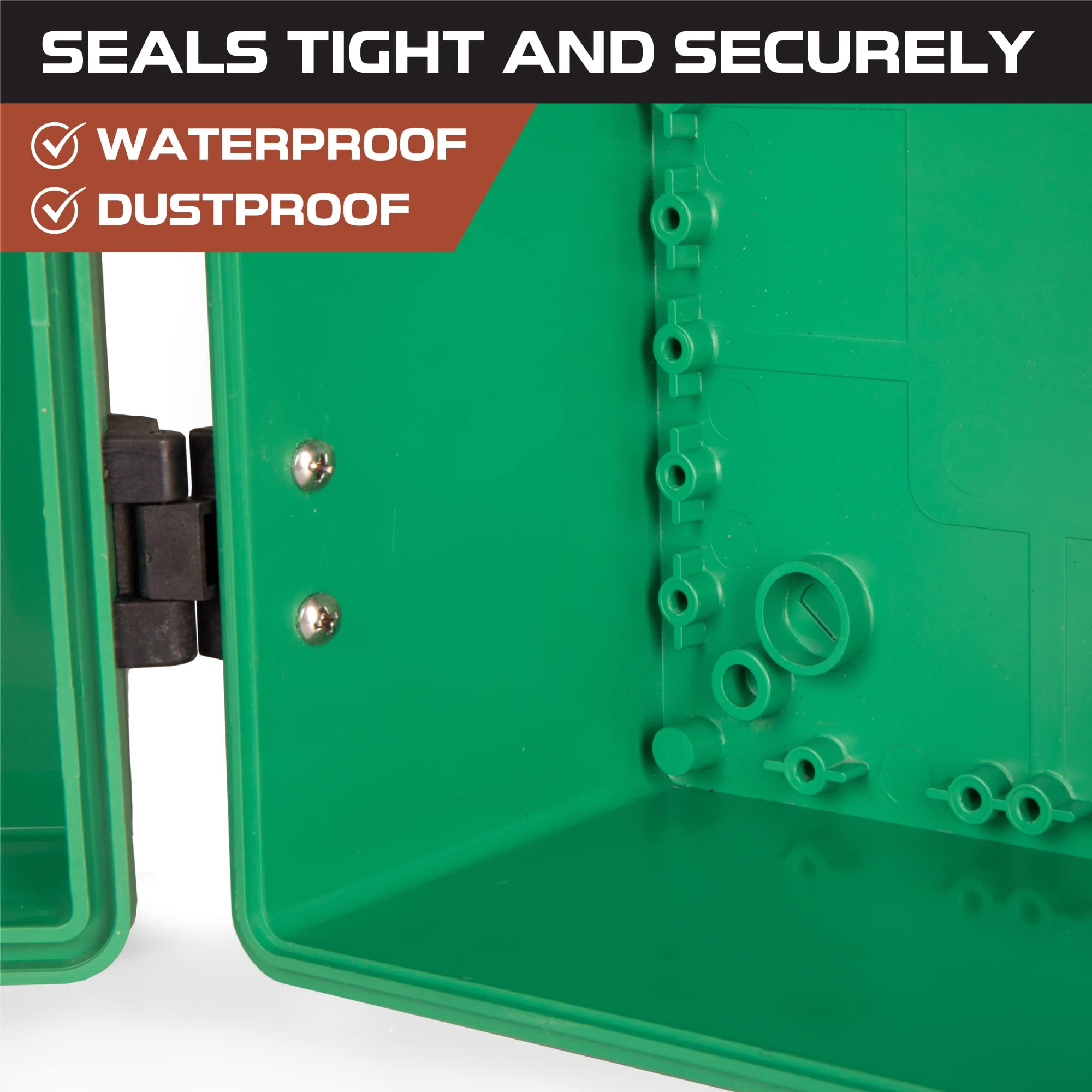 Iron Forge Cable Waterproof Junction Box Extra Large - Outdoor Electrical Enclosure - ABS Plastic Project Boxes Weatherproof Hinged Green Panel Cover - IP65 Size 16" x 12" x 7.2" Inch