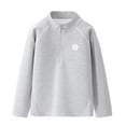 thumbnail image 3 of YMNXA Kids Boys Training Top Long Sleeve Stand Collar Solid Color Half Zip Comfortable Breathable Activewear Tee For Outdoor Activities,Light Gray,4-5 Years, 3 of 4