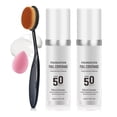 thumbnail image 1 of Juego de maquillaje de base que cambia de color de 2 piezas, base de maquillaje líquido de completa con cepillo, base de control de aceite hidratante, maquillaje que cambia de color, corrector mate, 1 of 5
