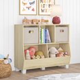 thumbnail image 3 of Kids Catch-All Multi-Cubby 35in Toy Organizer – Light Woodgrain, 3 of 9
