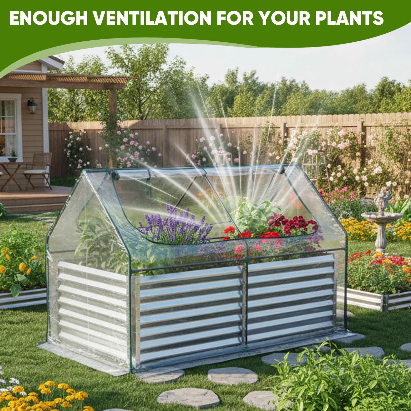 MAYEERTY Garden Greenhouse Transparent, Waterproof UV Shield with 2 Zipper Doors for Vegetables Herbs Flowers