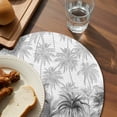 thumbnail image 3 of Summer Tropical Leaves Round 13 Inch Placemats Set of 2, Gray Palm Trees Botanical HeatResistant Non Slip Place Mats for Dining Table, Wipeable Braided Kitchen Table Mats for Housewarming, 3 of 9