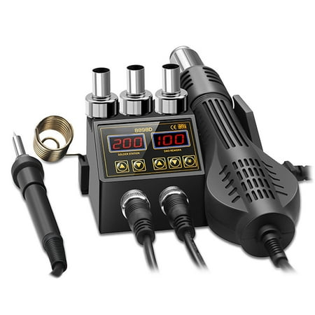 

Sonceds Soldering Iron Lcd Digital Display 700W 180-500℃ Hot Air Rework Station Professional Self Cooling Welding Tool With 3 Nozzles 110V Us Plug