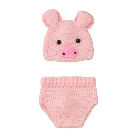 

YDOJG Outfit Set for Toddler Boys Girls Set Photo Photography Clothing Knitted Cartoon Pig Hat Shorts 2 Piece Set Pink One Size