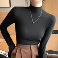 thumbnail image 4 of TRUBKH Women's Sweaters Scoop Neck Long Lantern Sleeve Thermal Shirts for Winter Thermal Shirts for Women Pullover Top Womens Thermal Tops Seamless Knit Womens Tops Black M, 4 of 5