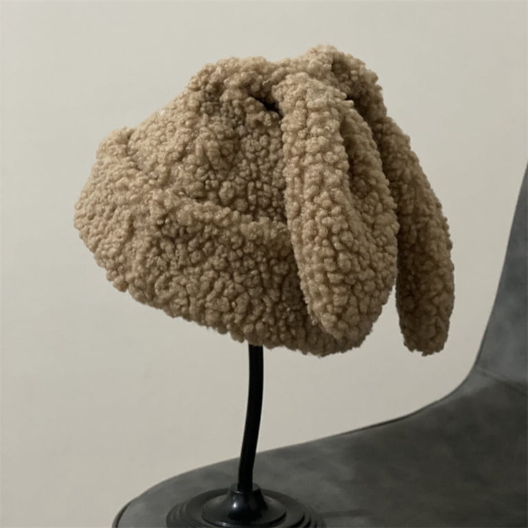 Fluffy Knit Bunny Ear Beanie Hat Winter Slouchy Skull Cap Outdoor LXYZXZ Bunny Long Ears Funny Hat Fluffy Winter Cap Warm Knit  main image 2