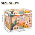 thumbnail image 5 of Yayeee Collapsible Storage Bin with Lid Fabric Closet Decorative Basket with Handles, Orange Cityscape Painting, 5 of 7