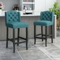 thumbnail image 2 of Noble House Christopher Wingback Barstool, Set of 2, Teal, Dark Brown, 2 of 10