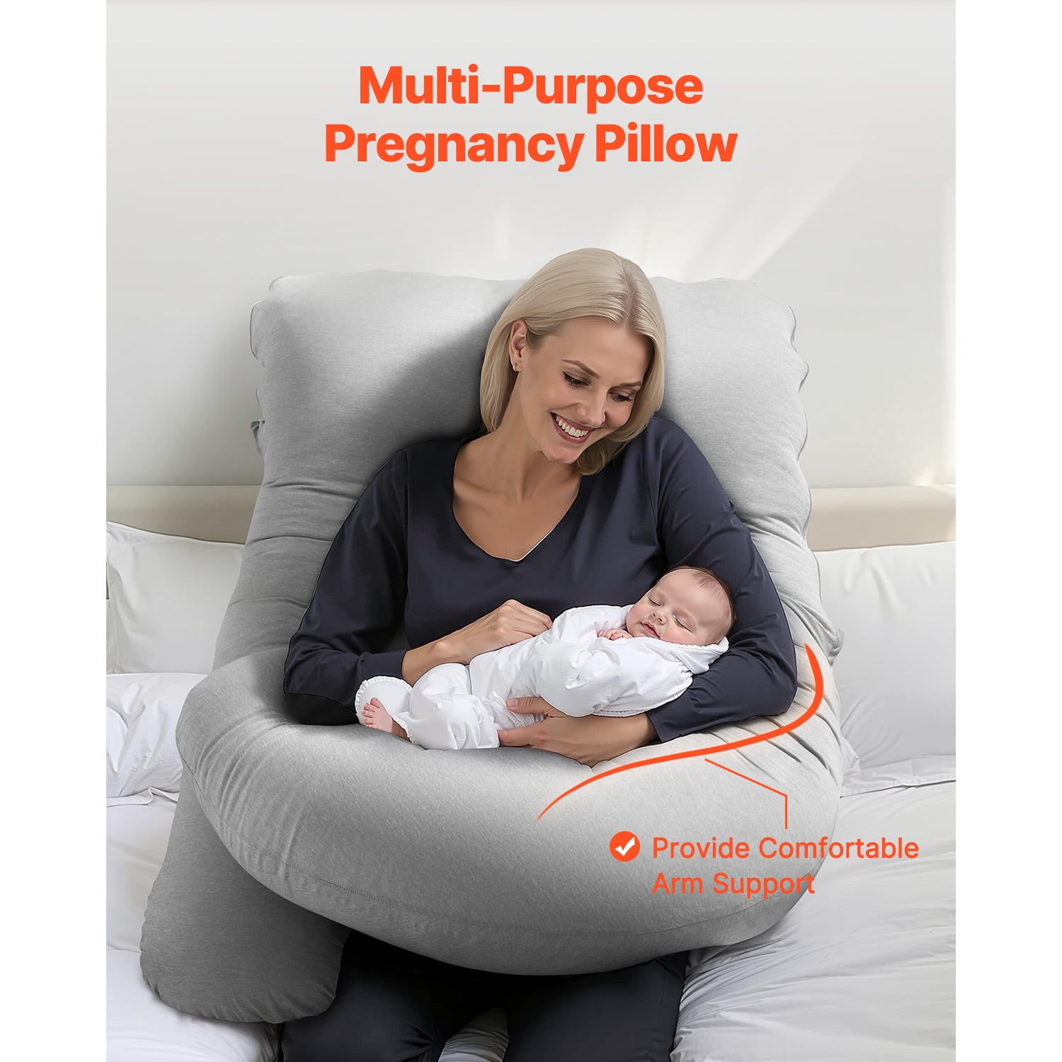 KFFKFF Pregnancy Pillow, G-Form Sleep Aid, Comprehensive Comfort Cushion with Detachable & Launderable Casing, Gentle and Airy Maternity Body Cushions for Spinal, Abdominal, Hip
