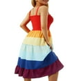thumbnail image 4 of Mère Fille Robe Assortie Femmes Fille Arc-en-Ciel Rayé Imprimé Spaghetti Robe Sans Manches Mère M, 4 of 8