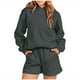 thumbnail image 1 of ICHUANYI Clearance Women's Set Tracksuit Pullover TWO Piece SportSets Long Sleeved Hoodies Sports Fashion Shorts Set Long Sleeved Hooded Suit(Dark Gray, S) ICHUANYI WER2023080806883, 1 of 5