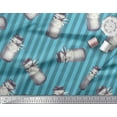 thumbnail image 3 of Soimoi Blue Cotton Voile Fabric Stripe & Jar Kitchen Print Fabric by Yard 42 Inch Wide, 3 of 3