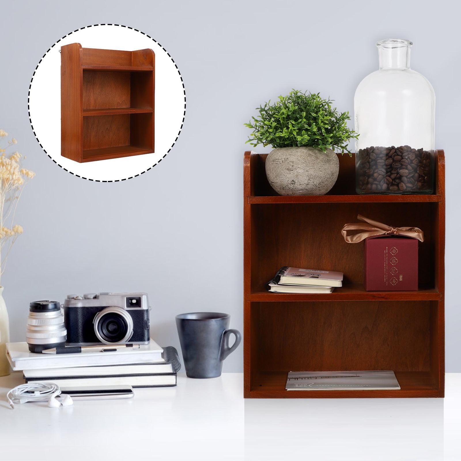 Raindrops  Organizer Multi-layer Solid Wood Rack Wooden Desk Mini Storage Holder