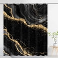 thumbnail image 3 of Ikfashoni Black Marble Shower Curtain with Hooks,13pc Waterproof Fabric Bathroom Curtain, 72"X72", 3 of 8