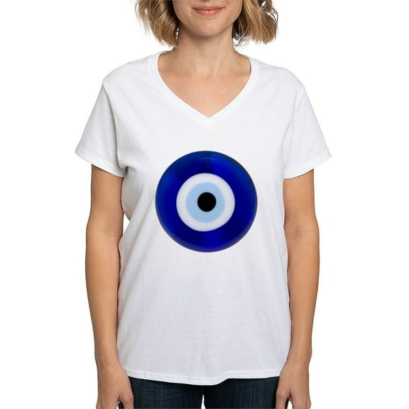 CafePress - Nazar Amulet Evil Eye Protection T Shirt - Womens Cotton V-Neck T-shirt