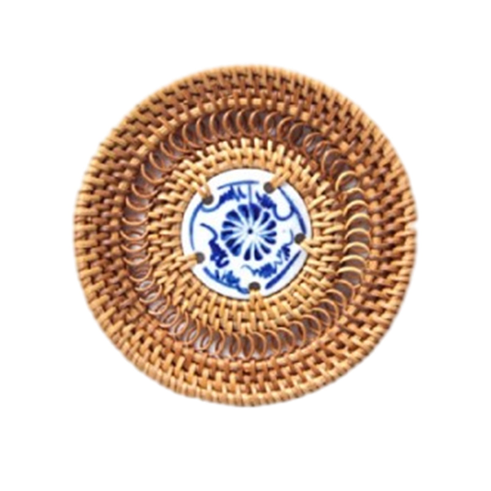 Blue and White Porcelain Piece Rattan Tea Coaster，Round Placemats