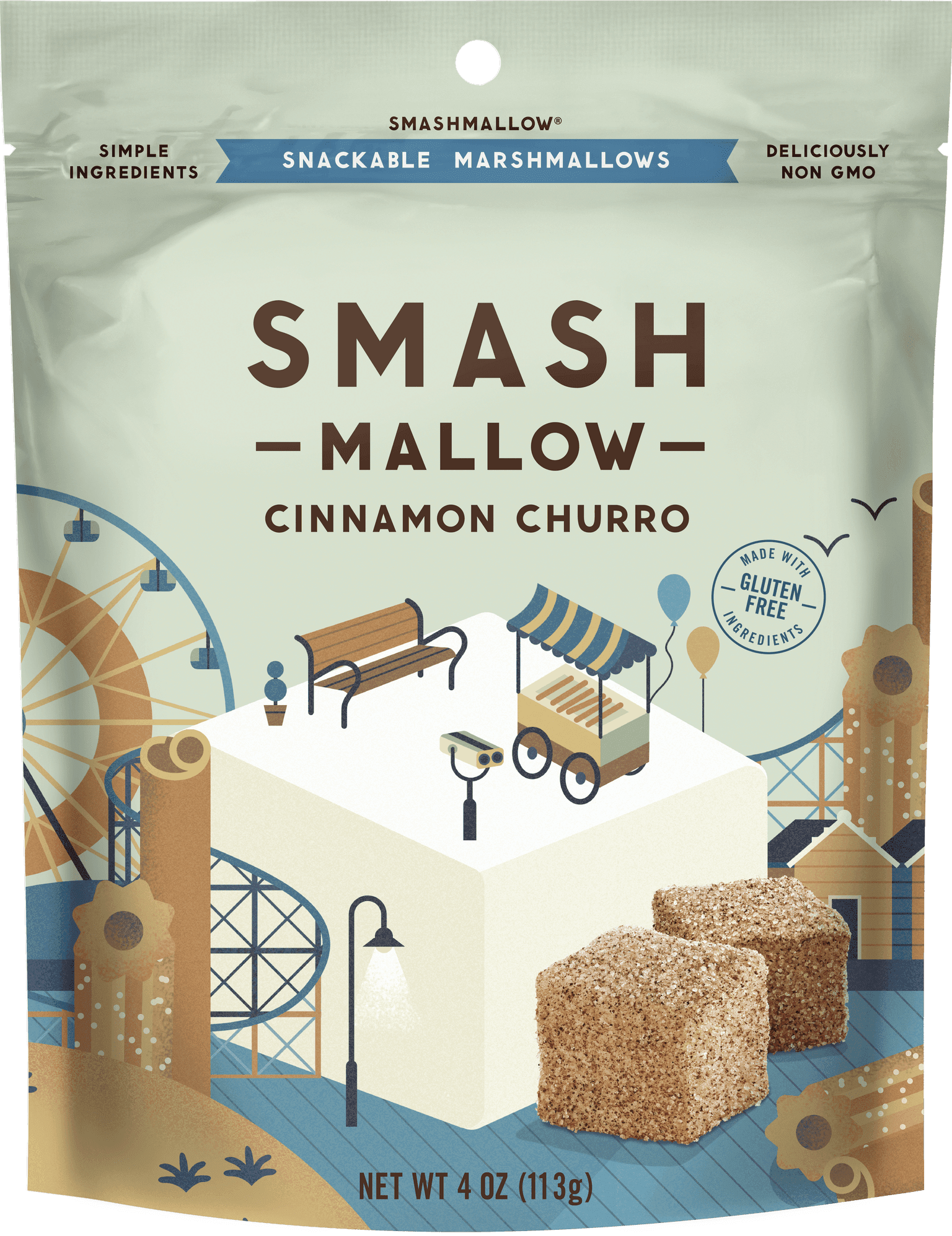 Smashmallow Snackable Marshmallows Cinnamon Churro, 4 Oz
