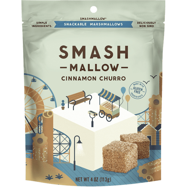 SMASH MALLOW, SNACKABLE MARSHMALLOWS, CINNAMON CHURRO, 4 Oz Walmart