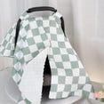 thumbnail image 3 of Infant car seat cover, ultra-soft and warm winter infant car seat cover, infant car seat cover with peephole, nursing cover car seat sunshade, green checkered pattern., 3 of 7