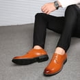 thumbnail image 5 of Men's Casual Dress Oxford Shoes Comfortable Anti-slip Classic Retro Leather Derby Loafers Wedding Business Moccasin Yellow 8.5 US, 5 of 7