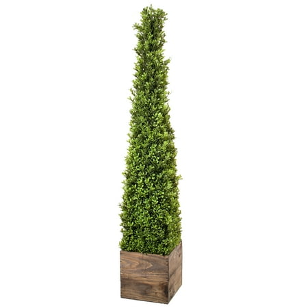 Green Obelisk - Regency 48 in. Artificial Spring Boxwood Obelisk in Wood, tt Green
