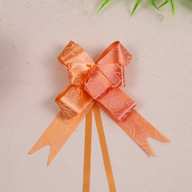 Caja de dulces para suministros de boda, 200 piezas, caja de regalo, decoración, flor, borde dorado, rosa, lazo de mano, trompeta, 15 mm