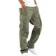 thumbnail image 1 of Pantalones cargo para hombre: múltiples bolsillos, cintura con cordón, tejido, estilo informal/deportivo para acampadas/senderismo., 1 of 8