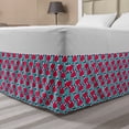 thumbnail image 1 of Abstract Bed Skirt, Colorful Continuous Modern Pattern with Twirl Effect Shapes, Elastic Bedskirt Dust Ruffle Wrap Around for Bedding Decor, 4 Sizes, Dark Pink Pale Teal, by Ambesonne, 1 of 2