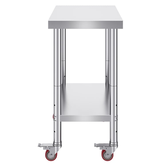 30x18x34 Inch Heavy Duty Stainless Steel Commercial Work Table with 3-Stage Adjustable Shelf, 4 Locking Wheels & Brake for Kitchen Food Prep