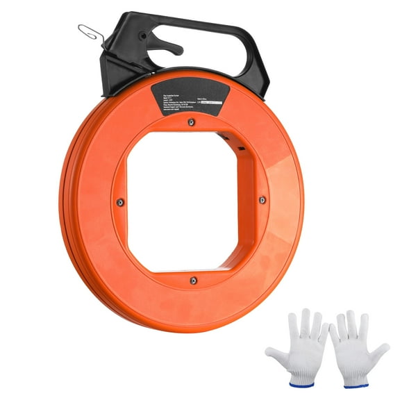 KFFKFF Fish Tape Wire Cable Line Puller 240ft 1/8 in Steel with High Plastic Case