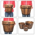 thumbnail image 2 of VINGLI Wooden Planter Barrel Set Brown Wood Rustic Flower Pots, 2 of 9