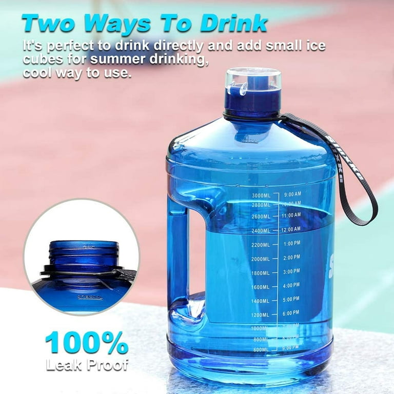 SLUXKE Half Gallon Sports Water Bottle with Straw [Tritan BPA Free] 64oz  Water Bottle with Time Mark…See more SLUXKE Half Gallon Sports Water Bottle