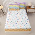 thumbnail image 4 of Manfei Multicolor Drip Cream Zipper Twin Comforter Sets with Fitted Sheet and 2 Pillowcases,Abstract Geometric Rhombus Zipper Bedding Set,Colorful Stars Reversible,4pcs, 4 of 7